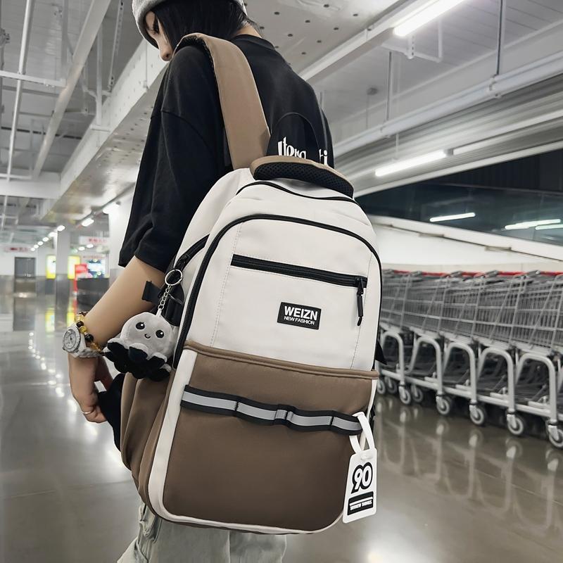 Мужской рюкзак с цветными блоками, женская дорожная сумка большой вместимости, многофункциональная студенческая школьная сумка для кампуса