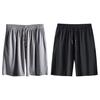 Men Sport Shorts Loose Ice Silk Quick Dry Straight Wide Leg Drawstring Elastic Waist Pleated Solid Color Gym Traning Jogging Sweatpants