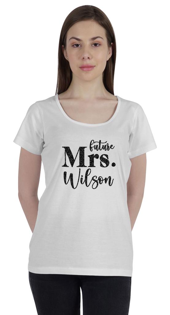 Inkdotpot Персонализированная женская футболка с надписью «Будущая миссис» на свадьбу