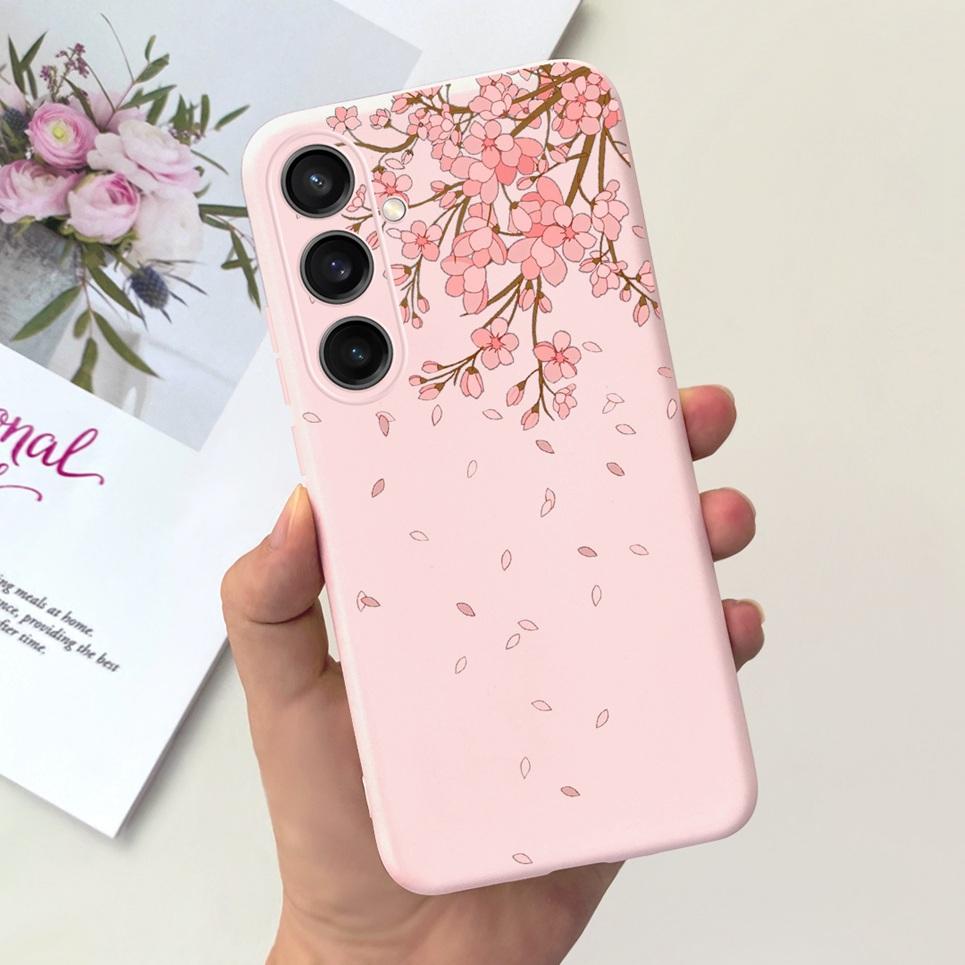 Для Чехла Funda Samsung A35 5G Case SM-A356E Пара Любовь Сердце Цветок Кошка Рисунок Задняя Крышка Для Samsung Galaxy A35 5G Etui