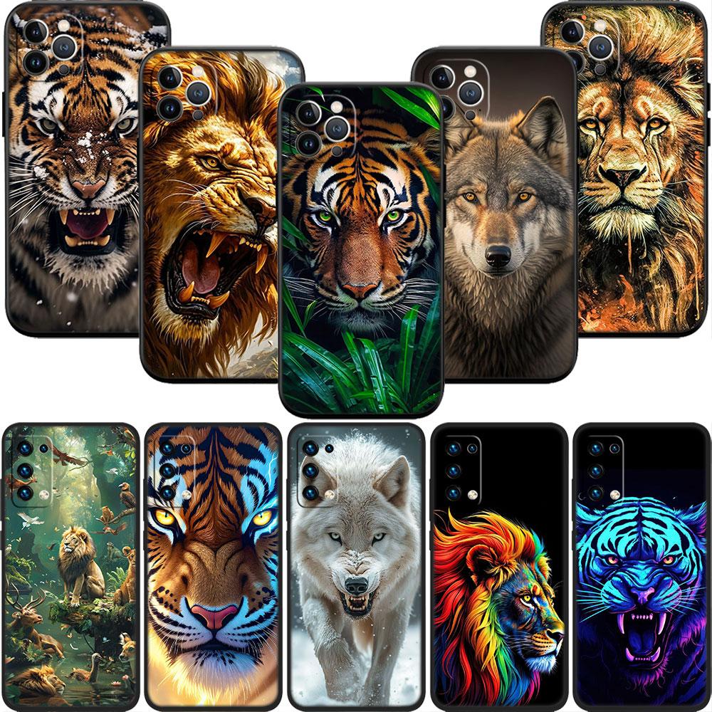 FM3 Животное Волк Тигр Лев Мягкий Чехол для Телефона для iPhone 16 15 14 13 12 Pro Max Plus Mini