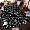 Black Carpet Featuring Cute Cartoon Cats1Bat-Wing Design1Fishbones1Unique Style Suitable for use as an anti-slip1 for1room and bedroom sofas