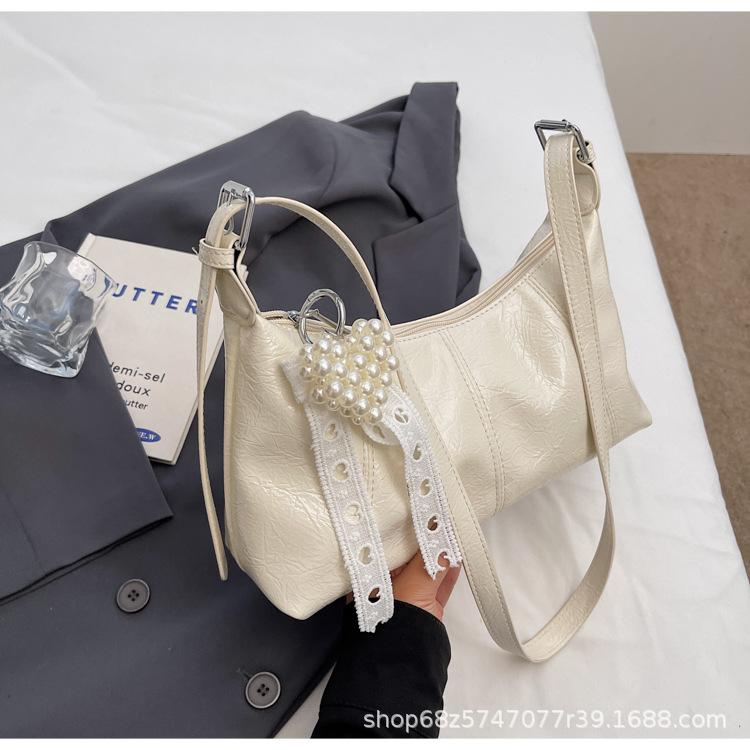 Popular Foreign Design Pearl Handbag Bag Women's 2025 New Crossbody Bag Bow One Shoulder Underarm Bag