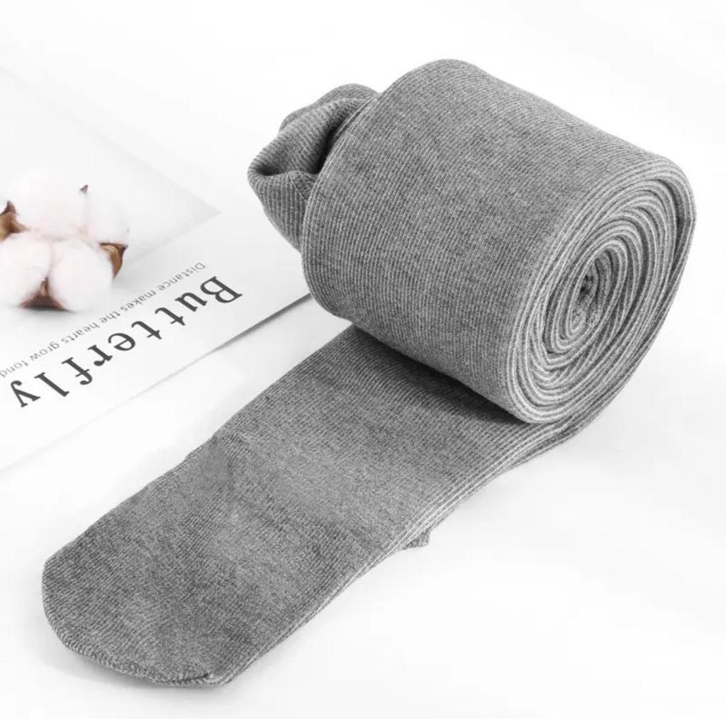 Gray Cotton Leggings - Thick, Warm, Slim-Fit Pantyhose for Autumn and Winter