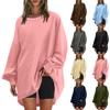 Womens Oversized Round Sweatshirt Trendy Solid Pullover Long Sleeve Tunic Tops
