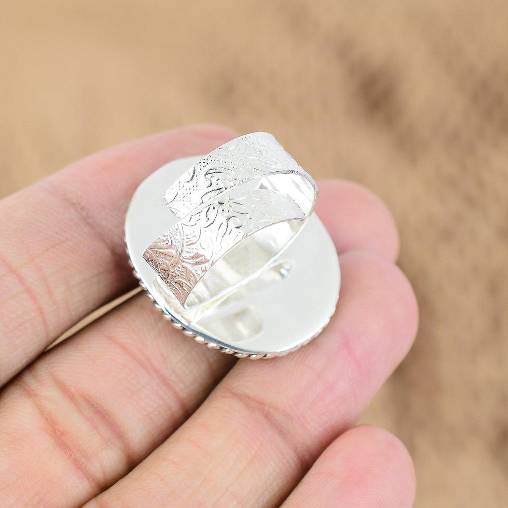 Oval Ruby Zoisite Gemstone Promise Wife Statement Boho New Ring Sterling Silver