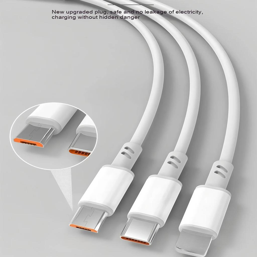 1,2 м / 3 в 1 USB-кабель для зарядки USB-кабель Для серии iPhone 14-8 Samsung Huawei Xiaomi Многопортовый Несколько