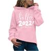 Women's Fashion Casual  New Year Print Hooded Sweatshirt Loose Sports Pullover