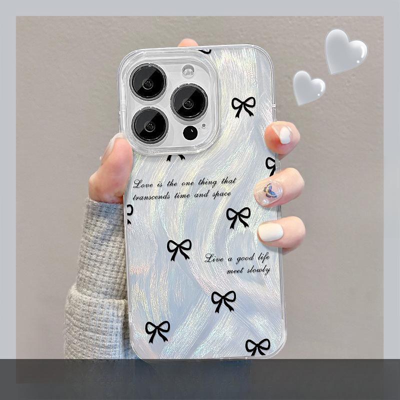 Подходит для Apple 15 Чехол для мобильного телефона Iphone14 Bow Doll Stand 13pro Feather Yarn 12 Прозрачный мягкий край X