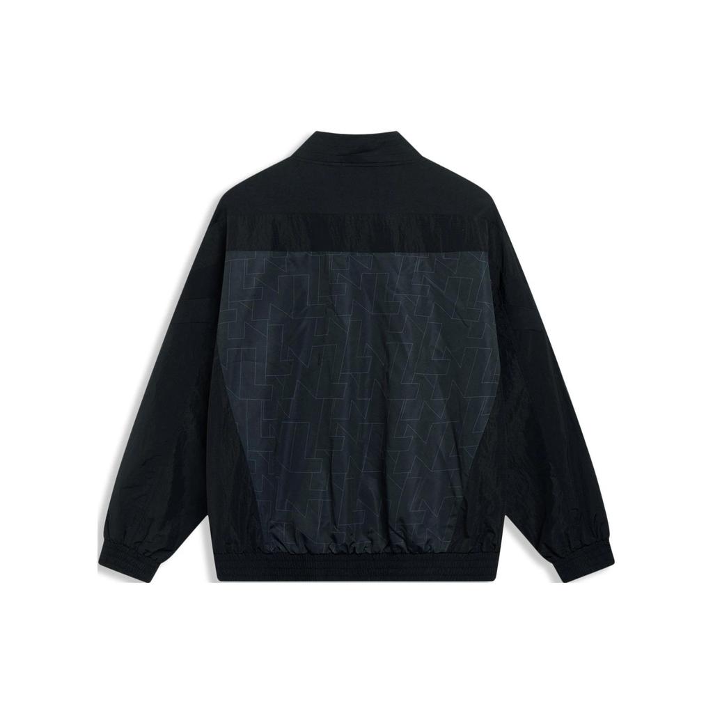 Li Ning Solid Color Casual Zip Long Sleeve Jacket Men Jackets Black AJDT015-3