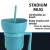 Popcorn Drink Cup Stadium Tumbler with Snack Bowl 2 In 1 Snack Drink Cup with Straw Leakproof Snack Cup Reusable Cinema Beverage Popcorn Cup