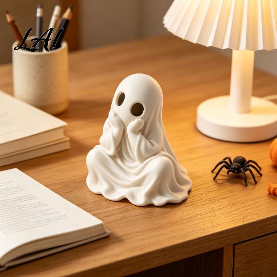 Decorative Ghost for Halloween Party 3D Chin-Resting Spooky Cute Printed Figurine Desk Decor Figurine Funny Ornament Home And Tabletop Decoration
