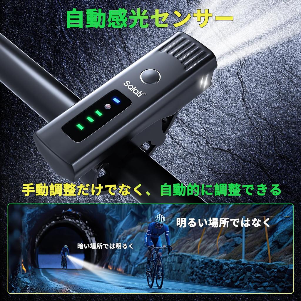 Велосипедная фара Salati, новейшая усовершенствованная велосипедная фара большой емкости 3600 мАч, перезаряжаемая через USB, высокая яркость, дорожный велосипедный фонарь с дисплеем уровня заряда батареи