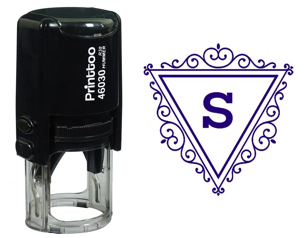 Printtoo S Alphabet Swirl Border Triangle Monogram Initial Self Inking Rubber Stamp Office