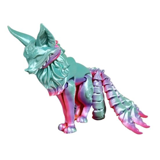 Nine-tailed Fox Action Figure Multi-jointed Movable 3D Printed Fox Model Articulated Animal Figurine Desktop Decoration Kids Adults Gift