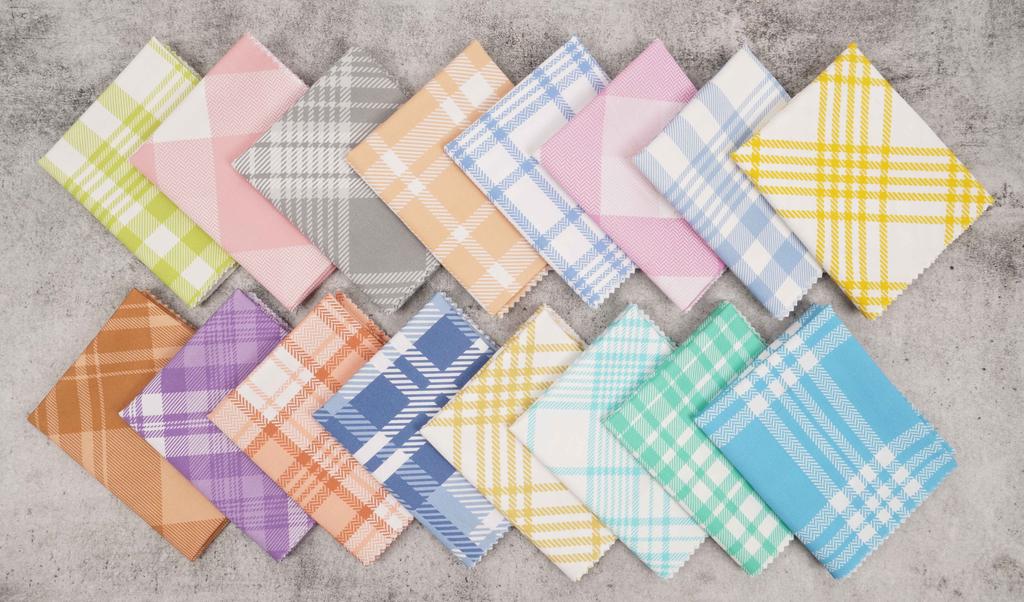 Soimoi Комплект из 16 кусков ткани Fat Quarter - пастельный принт в клетку 18"x22" для лоскутного шитья своими руками - 100% хлопок, предварительно раскроенная ткань для квилтинга