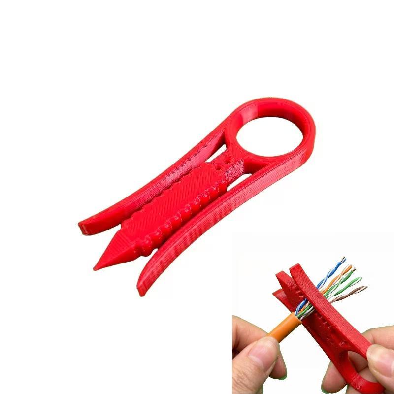 1pc Red Portable Wire Stripper Precise Stripping Non Slip Grip for CAT5 CAT6 CAT7 Network Cable Installation Work