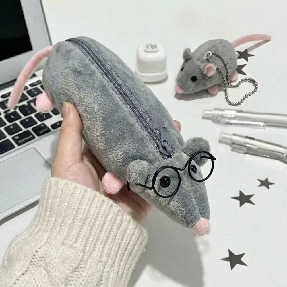 Large Capacity Flower Branch Rat Pencil Pouch Portable Stationery Pouch School Supplies
