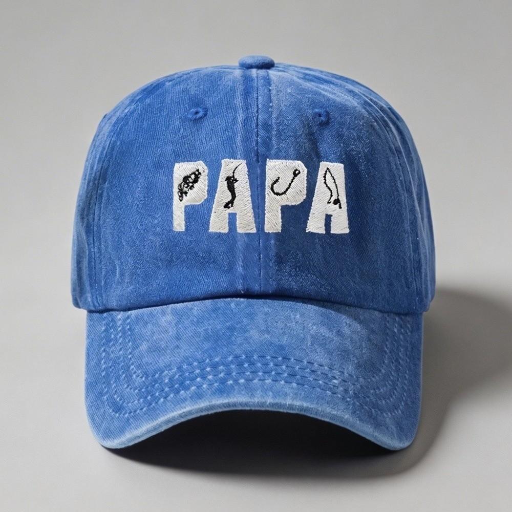 Adjustable Dad Hat PAPA Letter Embroidery Fishing Sun Hat FashionVintage Fishing Hook Hat For Dad