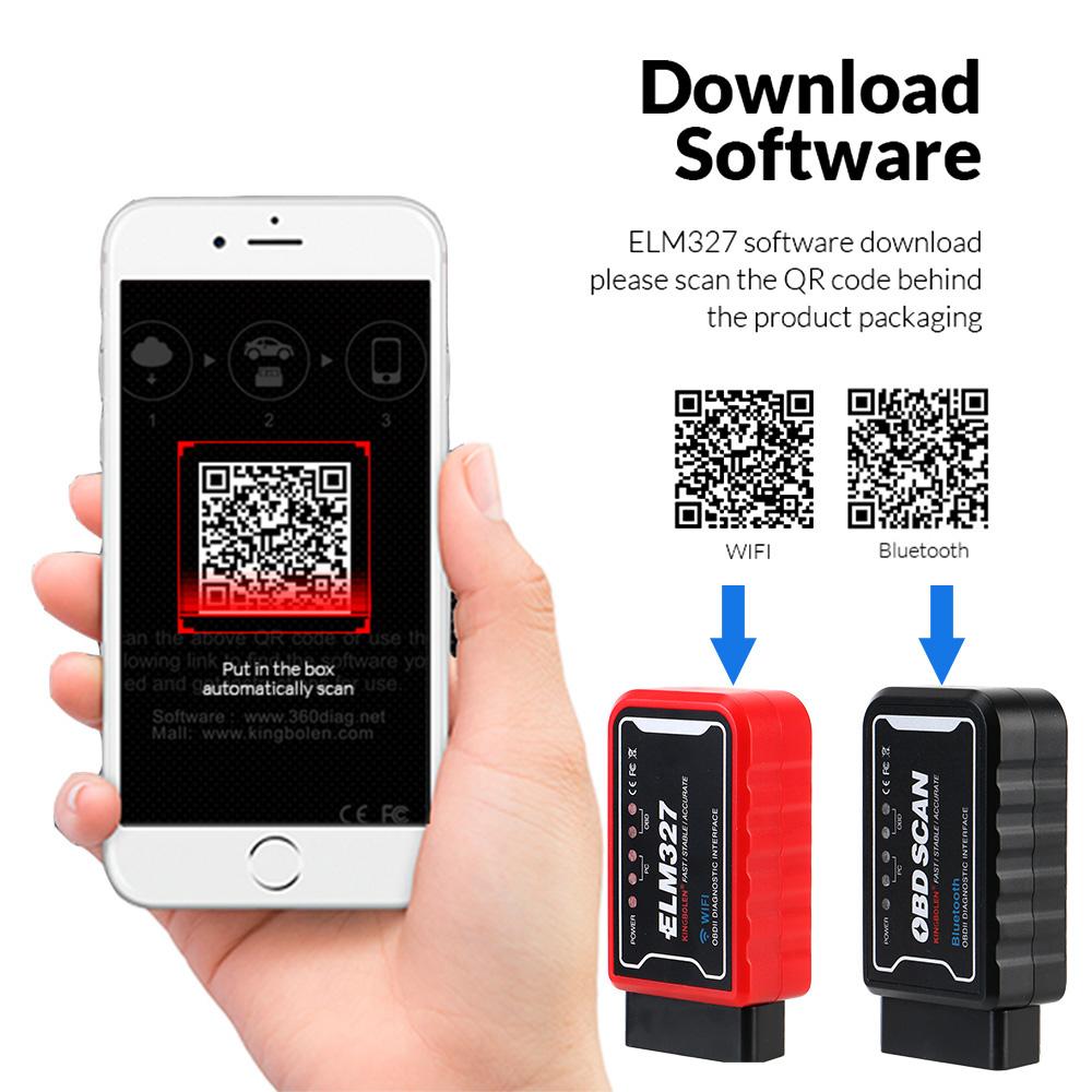 ELM 327 V 1.5 ICAR2 OBDSCAN ELM327 WiFi/Bluetooth V1.5 Чип PIC18F25K80 Инструмент для диагностики OBDII Ремонтные аксессуары для Android/IOS
