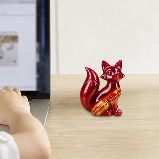 Luxury Fox Sculpture Healing Fox Statue Lucky Animal Figurine Home Office Desktop Decoration Ornament