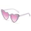 Retro Diamond Set Sunglasses Fashion Peach Heart Love Sunglasses Womens Metal Hinge Large Frame Personalized Eyes