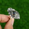 Gift For Her 925 Silver Natural Labradorite Promise Flower Adjustable Ring
