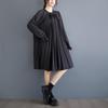 Long Sleeve Plus Size Black Cotton Vintage New In Dresses for Women Casual Loose Spring Autumn Midi Dress