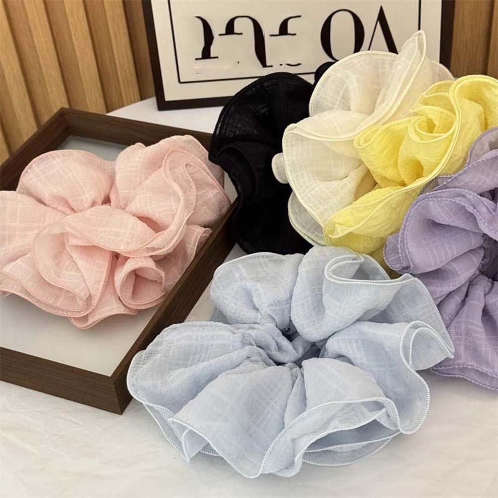 Однотонные кружевные плиссированные резинки для волос в корейском стиле, толстая кишка, веревка для головы, ежедневно