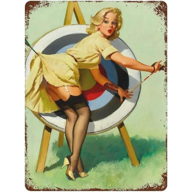 Металлическая табличка Pin-Up Girl, Винтажный декор для настенного искусства 30x20 см