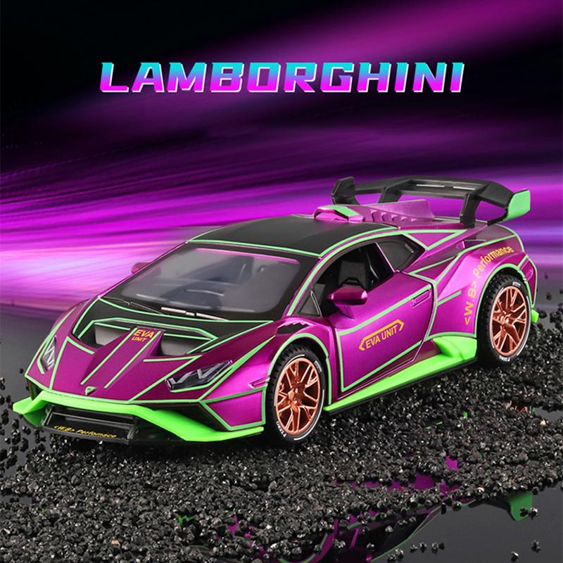 1/24 масштаб Lambo, литая под давлением модель автомобиля, игрушечный автомобиль с откатным механизмом, звуковым светом и распылителем для детей, коллекция подарков для мальчиков и девочек