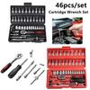 46 PCS Metric Socket Wrench Set 1/4-Inch Drive Ratchet Wrench Portable Auto Mechanical Repair Tools
