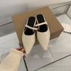 Women's Bag Head and Half Slippers, Women's Wear Pointed Soft Leather Shoes, Gentle Flat Sandals