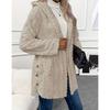 Hooded Solid Color Cardigan Button Up Long Sleeved Casual Fleece Jacket