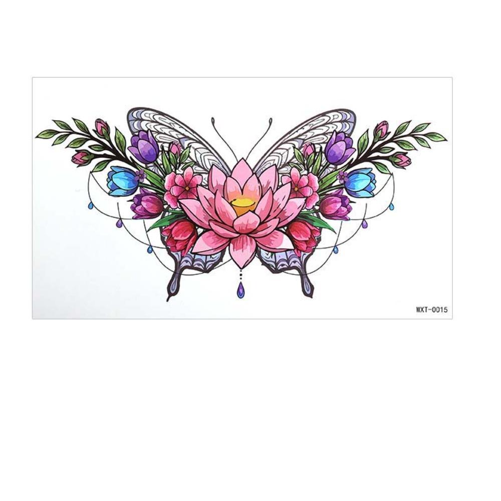 Crown Cross Wing Butterfly Flower Tattoo Stickers 3D Texture Instant Decals Chest Waist Clavicle