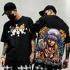 Summer New Arrival One Piece Pattern Tshirt unisex anime print casual shortsleeved fashionable streetwear top Y2K style
