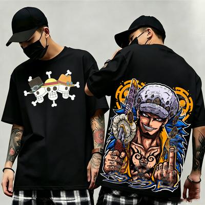 Summer New Arrival One Piece Pattern Tshirt Unisex Anime Print Casual Shortsleeved Fashionable Streetwear Top Y2K Style