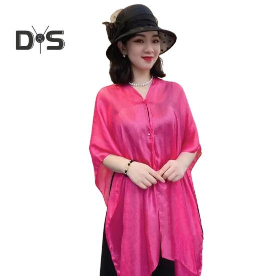 Летняя шаль с V-образным вырезом, планкой на пуговицах, легкая защита от солнца, универсальная пляжная шаль, однотонная шаль для отпуска с солнцезащитным кремом