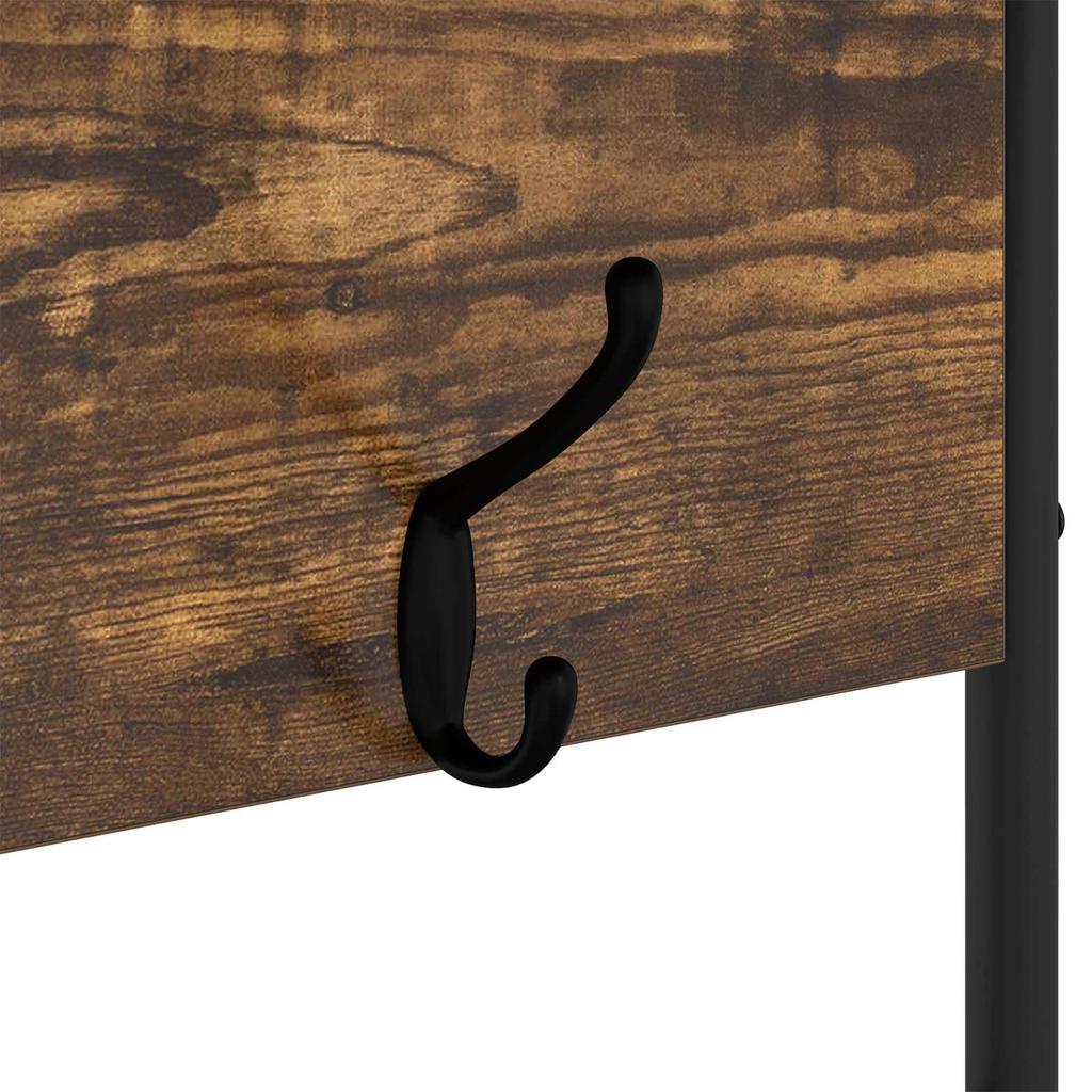 Coat Rack with Shoe Bench Smoked Oak 100 x 32 x 180.5 cm