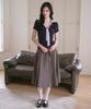 The Green Lab Belted Pleated Skirt [Gray]