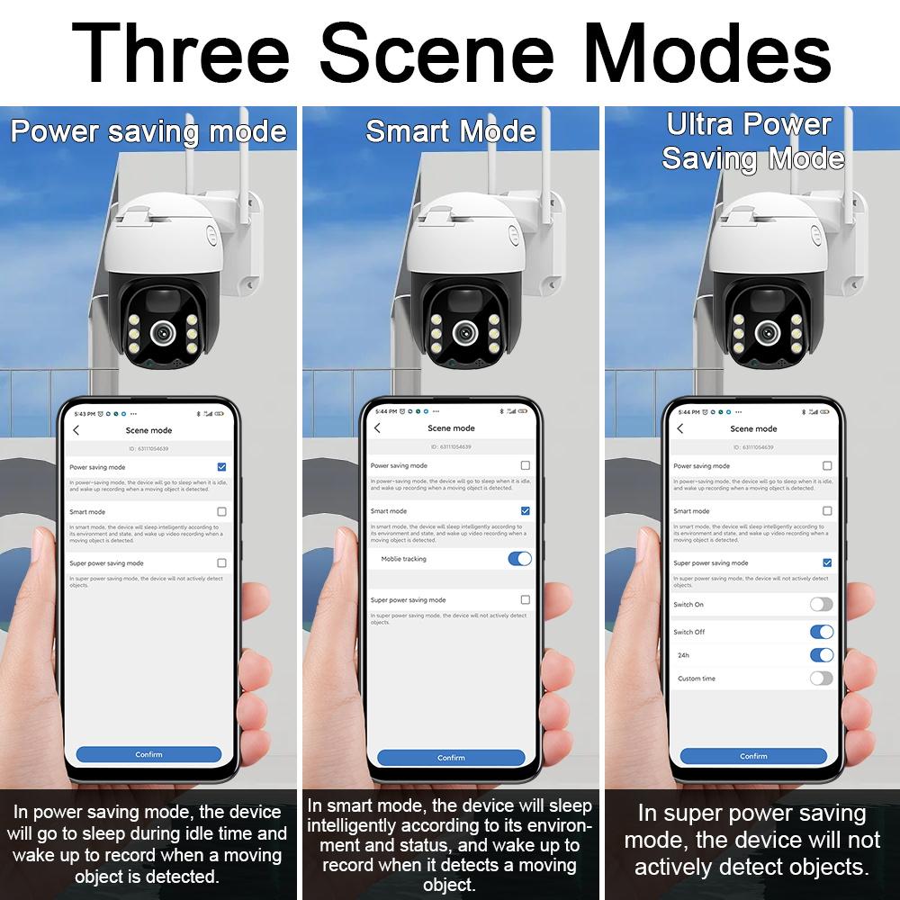EVKVO 8x ZOOM Солнечная IP-камера Wi-Fi Уличная PTZ Камера с аккумулятором Тревога Обнаружение движения PIR 3м кабель
