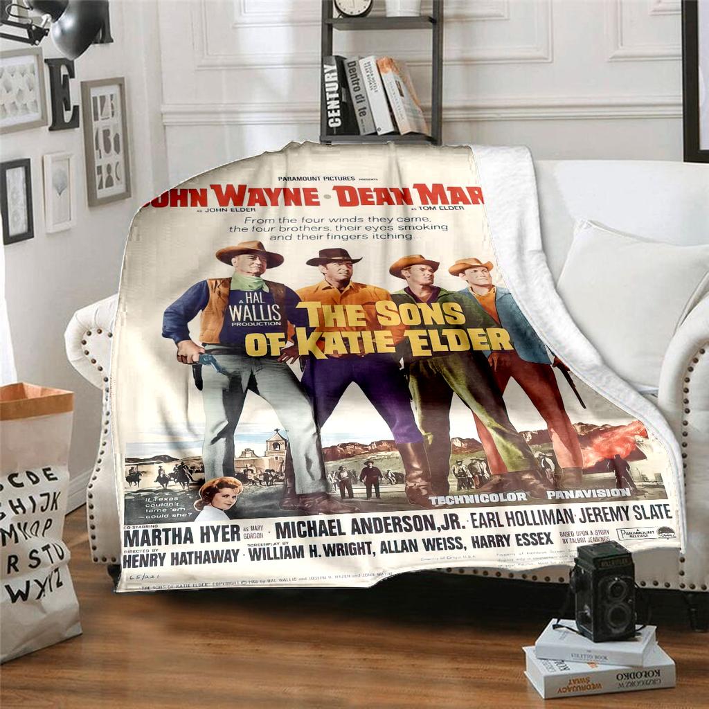 1pc John Wayne Retro Movie Poster blanket, al season lightweigh Poster blanket home office outdoor nap multifunc Poster blanketional blanket