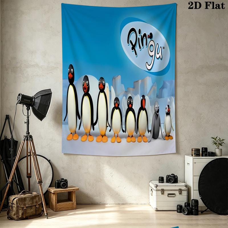Pingu Wall Tapestry Aesthetic Wall Hanging Printed Fabric Blanket Decorative Tapestries For Bedroom Living Room Home Decor