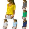 Women Summer Tops Short Sleeve Blouse Solid Tees Casual Loose Fashion