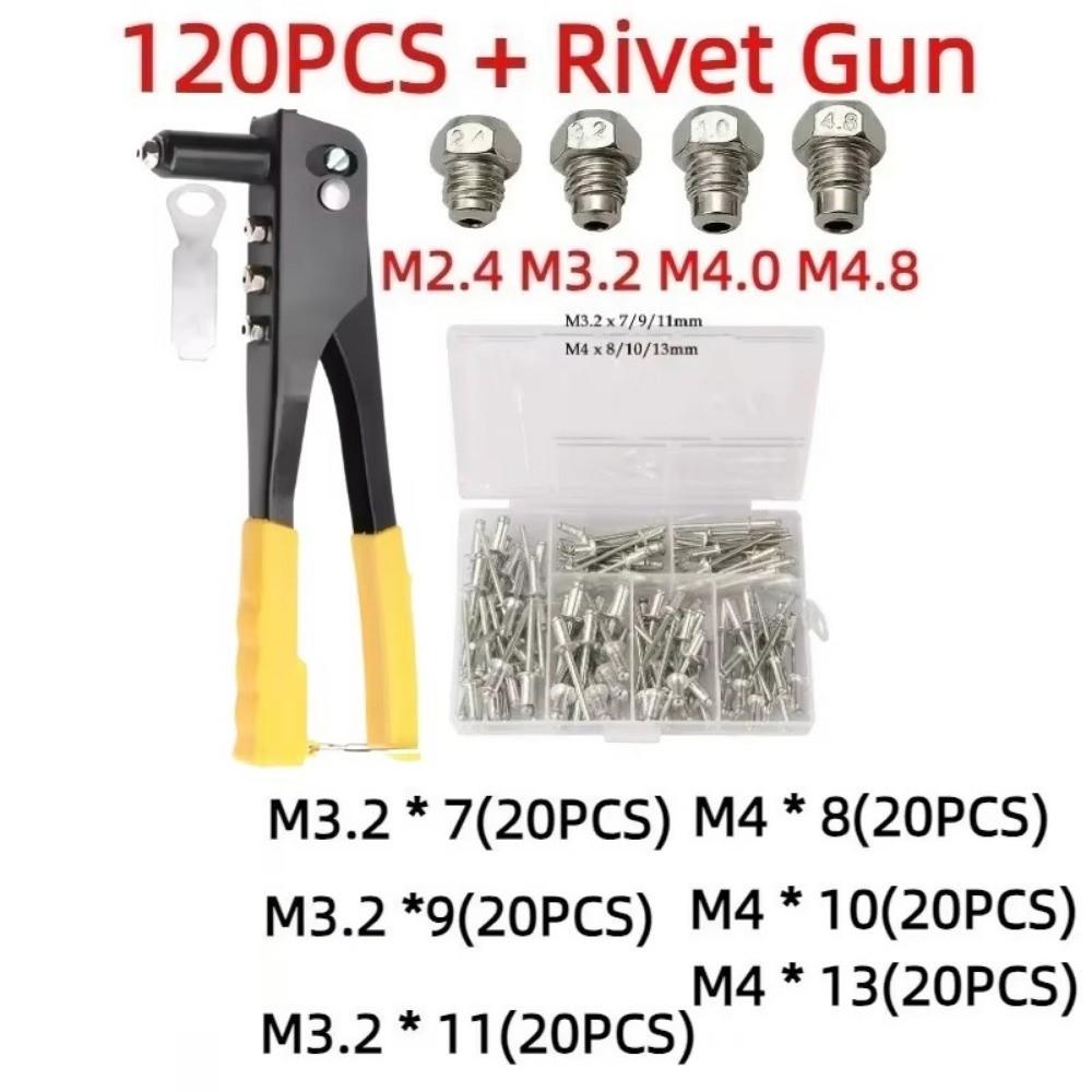 120Pcs M3.2-M4 Riveter Set Manual Pressure Rivet Nut Tool Kit Hand  Rivet Nut Tool  Home Improvement