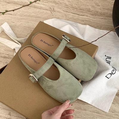 Мэри Джейн сумка голова полушлепки женские летние полушлепки цветные мягкая плоская подошва обувь на одном педале