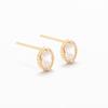 LUNNE 14k Dot Line Oval Cubic Earrings (14K Gold) #W10