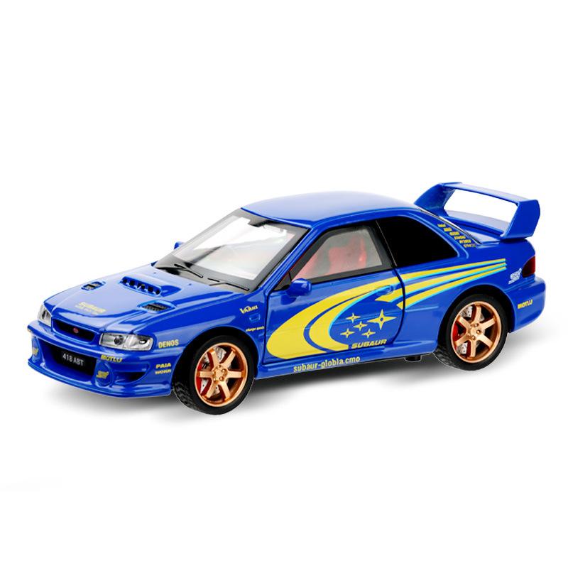 1/32 Scale Subaru Impreza Rally Alloy Racing Model Open Door Desk Ornament Sound Light Children's Toys Boy Gift