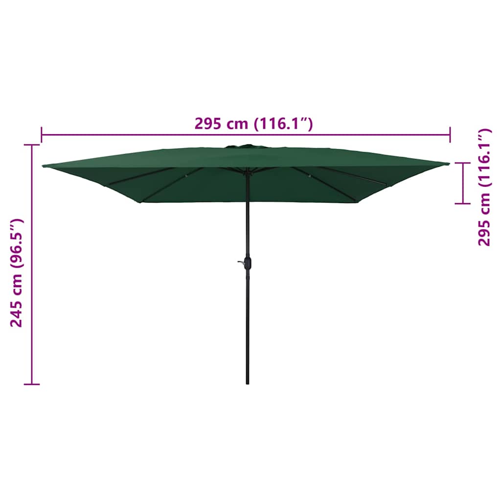 Garden Sun Umbrella Green 295 x 295 x 245 cm Polyester and Steel