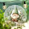 Festive Outdoor Metal Wind Spinner with Whimsical Santa Hat Gnome and Desert Plants Wireless Kinetic Wind Chime for Halloween Christmas